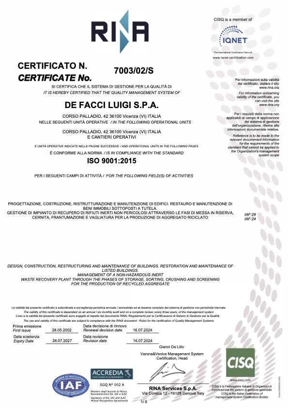 Qualità certificate-signed RINA ISO 9001 2015